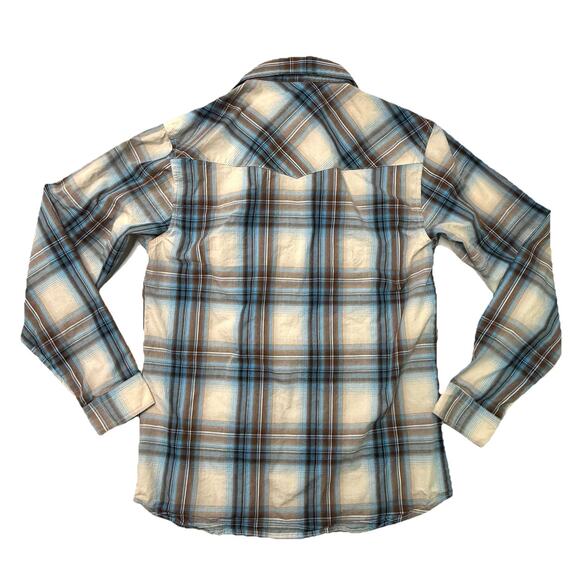 Roper Western Long Sleeve Pearl Snap Button Down Shirt SZ Youth XL (16-18) Brown - Picture 2 of 8